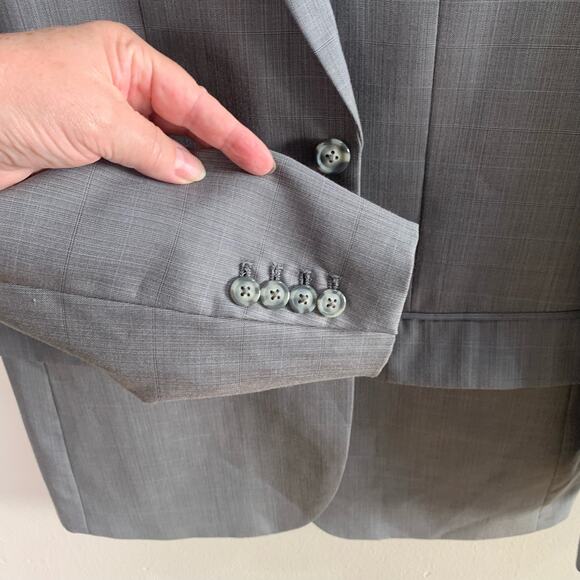 Perry Ellis Sz 38 Short Classic Fit Blazer Jacket Gray 2 Button Formal Business - Picture 10 of 13